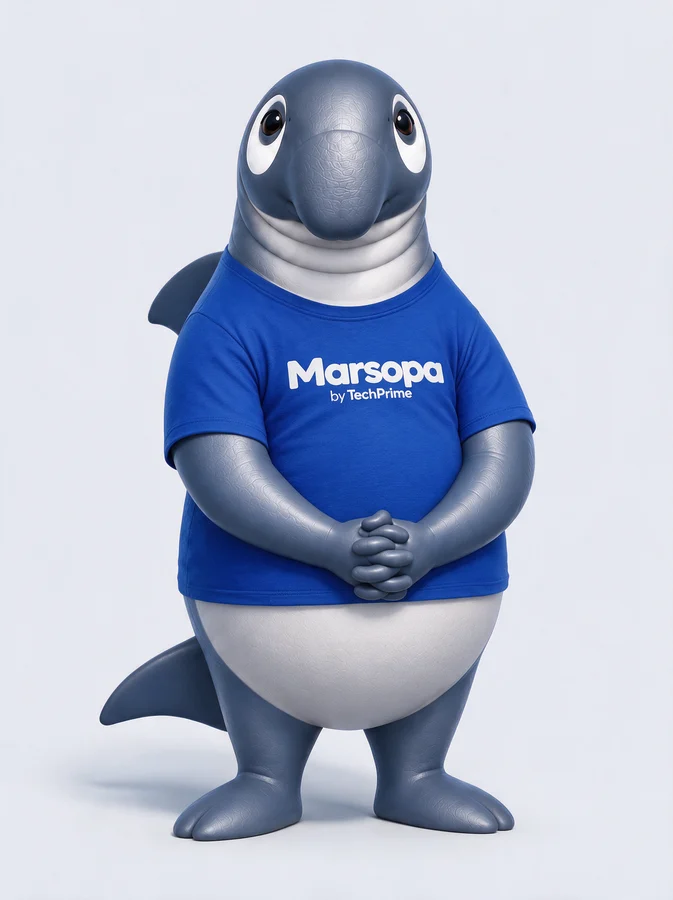 Marsopa, la agente IA de TechPrime, con su polera Marsopa by TechPrime